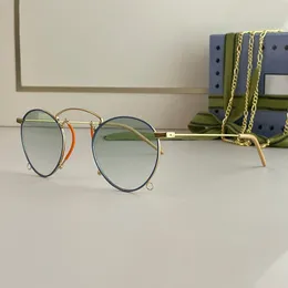 Designer-Sonnenbrillen, Sonnenbrillen für Damen, CC-Damensonnenbrillen, euroamerikanischer Stil, hochwertige Retro-Sonnenbrille, rund, Metallrahmen, Eleganz mit Kettenschirmen, UV400