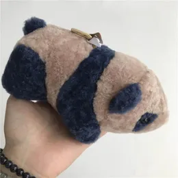 Portachiavi Magicfur - Vera pelliccia di pecora Shearling Panda Charm Borsa Zaino Ciondolo Portachiavi per auto Portachiavi per bambola per bambini