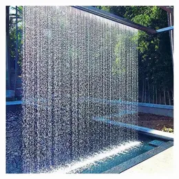 Garden Decorations Water Curtain Flow Trough Waterfall DC Rain Fountain Equipment Landscape Feature Wall