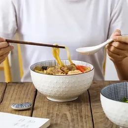 Kaseler Stil Nordic Seramik Büyük Scald Anti-Scald yüksek ayak sofra takımları Ramen 6 inç erişte renkli kase, sırtın altındaki ev çorbası rahatlaması