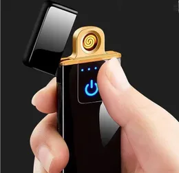 1000pcs USB Lighter Rechargeable Electronic Lighters LED Screen Plasma Power Display Thunder Gadgets portable for travel