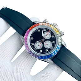 Relojes Mens Diamond Watch RainbowsDayton Designer Watches High Quality for Men Mechanical Montrede Luxe 40mm折りたたみバックル防水