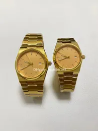 Новые мужские дизайнерские часы с кварцевым механизмом AAA диаметром 40 мм, корпус с циферблатом, стекло, золото, сталь, женские 35 мм сверхсильные светящиеся швейцарские часы Tiss PRX T137, наручные часы montre homme