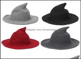 Chapéus de festa suprimentos festivos casa jardim halloween bruxa chapéu diversificado ao longo da lã de ovelha boné tricô pescador fema dhvpu5476286