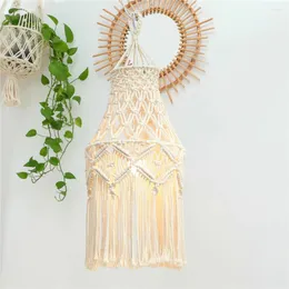 Gobelin macrame tkana abażur gobelinowy boho wisząca lampka osłony sufit Light do domowego żyrandoli dekoracyjne