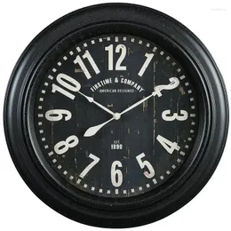 Wall Clocks Co. Schwarze Rawley-Uhr Farmhouse Analog 15,5 x 1,875 Zoll