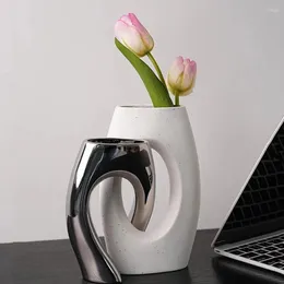 Wazony dekoracja wazon oryginalne eleganckie nowoczesne stół Ozdoba zewnętrzna ceramiczna unikalna minimalistyczna design biały wystrój domu floreros