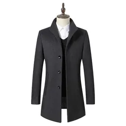 Men's Wool Blends Blends Dust Wine Coat Autumn Winter Men's Business Casual Woolen Trench Jacket Lapel Long Wool Thick Windbreaker S-3XL 231030