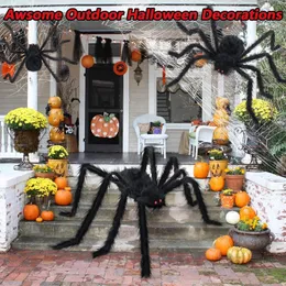 Andra evenemangsfestleveranser Halloween Spider Decor Decoration Realistic Super Plush Scary Indoor Home Scream Outdoor Garden Yard 231030