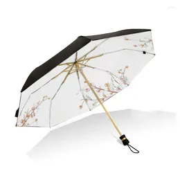 Paraplyer dubbla lager automatiskt paraply fällbara kvinnor regn sol uv skydd vindtät resa liten svart beläggnings mode u5b