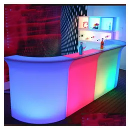 Commercial Furniture Luminous Led Bar Counter Rechargeable Rundbar Bartresen Color Changing Club Waiter Counters For Wedding Bars Di Dh0Wh
