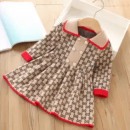 Bebê meninas vestidos de malha meninas manga longa camisola vestido de princesa crianças outono inverno tricô vestido bh76