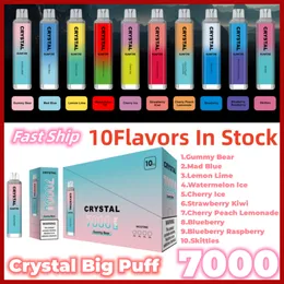 Sunfire original 7000PUFF 7000 Vape Pen Poff 9000 Cigarros eletrônicos de 16 ml bobina de malha RGB 0% 2% 3% 5% Dispositivo Vaper 20 Fruta Vapes de cristal em estoque em estoque