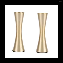 Decorative Flowers Brass-Toned Metal Vase Small Flower Set Of 2 Modern For Home Decor Wedding Or Gift(Gold)