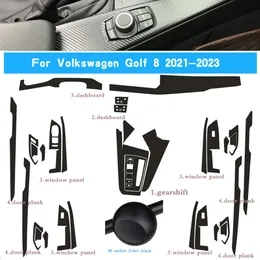 Kolfiber för Volkswagen Golf 8 2021-2023 Bilfilm Interiör klistermärke Center Console Gear Dashboard Air Door Handle Hiss Panel