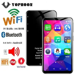 Lettori MP3 MP4 Lettore Yophoon Wifi Bluetooth 16 GB Touch screen da 36 pollici Android Walkman portatile Hifi Lossless Music Video Mp3 Card 231030