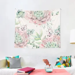 Tapeçarias na moda suculentas rosa e verde deserto suculento design tapeçaria cama decoração de natal