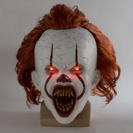 Party Masks New LED Horror Pennywise Joker Scary Mask Cosplay Stephen King Chapter Two Clown Latex Masker Hjälm Halloween Party Drop D Dhggx