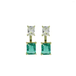 Dangle Earrings Summer Selling Fashion Women Jewelry High Quality Wholesale Rectangle Geometric CZ Double Sided Earring