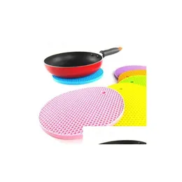 Other Bakeware Sile Non-Slip Mat Pure Color Heat Resistant Candy Thickened Casserole Mats Drop Delivery Home Garden Kitchen Dining Bar Dhl6D