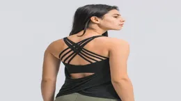L017 Seksi Twoinone Yoga Bra Fitness Kıyafetleri Spor Tank Tops Atletik Çalışma Spor Kıyafetleri Kadınlar Soyut Gömlek Şok geçirmez Trai1097023