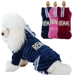 Abbigliamento per cani Inverno Pet Dogs Felpa Lettera Decora Puppy Tuta in pile caldo per piccolo cagnolino Felpa con cappuccio Chihuahua Abiti Abbigliamento