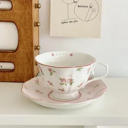 Tassen Untertassen Luxus-Kaffee-Untertassen-Sets Keramik-Rosenbecher Nachmittagstee im Großhandel erhältlich