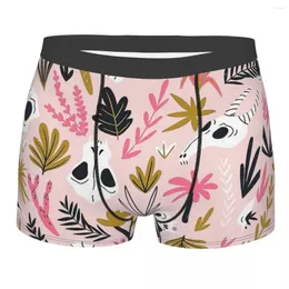 Cuecas Flor e Crânios Plantas em Areia Rosa Homme Calcinha Masculina Cueca Imprimir Shorts Boxer Briefs