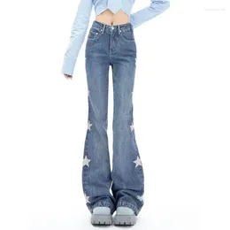 Damen Jeans Deeptown Star Girl Y2k Gyaru Flare Damen Vintage Acubi Hose Koreanische Mode Low Rise Baddies Streetwear Legging Hose