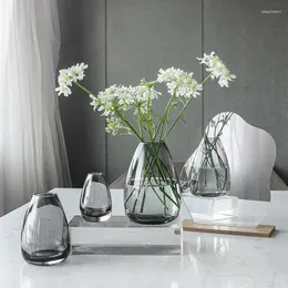 Vasen, minimalistischer Stil, kleine und frische Glasvasen-Kombination, nordische Ins-Heimdekoration, Blumenarrangement