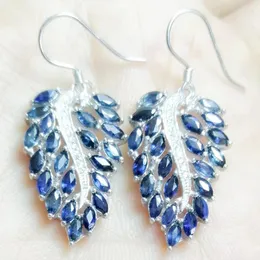 Dangle Earrings Natural Real Sapphire Drop Earring Leaf Style 925 Sterling Silver 0.13ct 40pcs Gemstone T203102