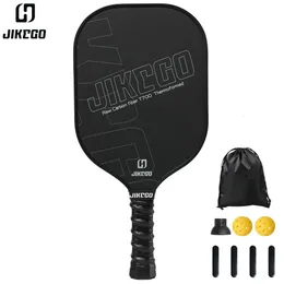 Tennis Rackets JIKEGO Thermoformed T700 Raw Carbon Fiber Pickleball Paddle 16mm Grip 4.9 inch Pickle Ball Racket Sets Men Women Cover Paddles 231030