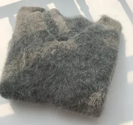 V-Ausschnitt Herbst und Winter lockerer Pullover aus Alpakawolle für Damen