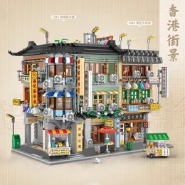 Aeronave Modle Loz Criativo Mini Modular Bloco de Construção Hong Kong Street View Canto Montagem Comercial Brinquedos Para Crianças Presentes Adultos 231030