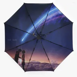 Umbrellas Anime Your Name Rainy Sunny Folding Umbrella Cosplay Accessory Props Anti-uv Windproof High Quality For Lover Gift