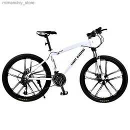 Cyklar 24/26 tum cykel 21/24/27/30 Speed ​​Mountain Off-Road Bike Dual Disc Brake Stöttabsorption Spring Fork Aesthetics Q23103030