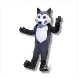 2024 Discount College Husky Dog Mascot Costume Cartoon Anime Theme Character Christmas Carnival Party Fancy Costumes Adults Storlek