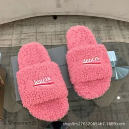 Shoes Woolen Shearling Balencaiiga Slipper Sandal b Furry New Lambs Sandals Thick Soled Women's Letters Embroidered Flat Bottomed Casual Home PRLS