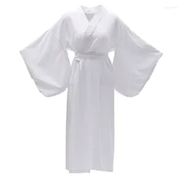 Roupas étnicas Quimono Japonês com Roupão de Banho Robe de Algodão Puro Forro Branco Oriental Vestido Tradicional Asiático