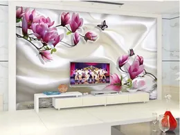 Sfondi Decorazione della casa 3d Carta da parati per il bagno Magnolia Seta Riflesso TV Sfondo Soggiorno moderno