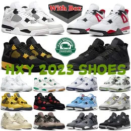 Con Box Jumpman 4 Scarpe da basket 4s sneakers da donna all'aperto Scarpe con plateau Bred nero pino verde Uomo Donna Scarpe da ginnastica sportive