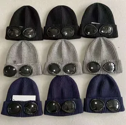 czapki do czapki/czaszki projektant Dwie obiektyw okulary gogle czapki mężczyźni dzianiny czapki czapki czaszki na zewnątrz kobiety UNSEX Zimowa czapka czarna szara maska ​​2023 ESS02353
