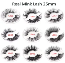 TAMAX ELR002 HELA 25MM 3D REAL MINK Hårögonfransar 5D Super Long Mink Lashes Packing In Tray Good Quality Hand Made2378412