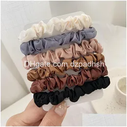 Hair Accessories Scrunchie Hairbands Tie Women For Satin Scrunchies Stretch Ponytail Holders Handmade Drop Delivery Products Tools Dhj7Y