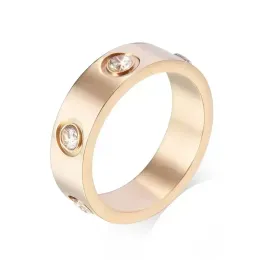 Pierścień mody Light Luksusowy klasyczny 4 mm 5 mm 6 mm 7 mm 7 mm stalowa stalowa miłość pierścień mody Rose Rose Gold i srebrny pierścionek Walentynkowe Prezenty są w pudełkach Święta Bożego Narodzenia