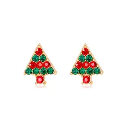 Stud Colorf Rhinestone Cartoon Christmas Tree Earring för kvinnor trendiga örhängen Guldpläterad legering Fashion Jewelry Drop Delivery Dhcky