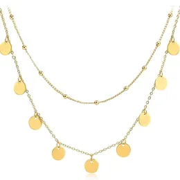 Ожерелья с подвесками из нержавеющей стали, многослойное ожерелье в форме диска с кисточками для женщин, модные ювелирные изделия-колье ручной работы