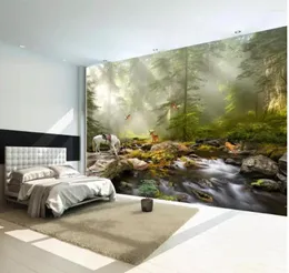 خلفيات حديثة مخصصة ثلاثية الأبعاد جدران ديكور غرفة المعيشة جدار تغطي الزعرور المناظر الطبيعية التلفزيون خلفية غرفة نوم PO