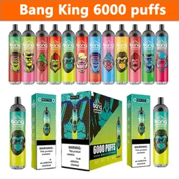 Original Bang King 6000 puffs laddningsbara engångsvapsmaskspol 0/2/3/5% 850mAh Batteri Förfylld 14 ml Pods Patroner E Cigaretter Penenhet