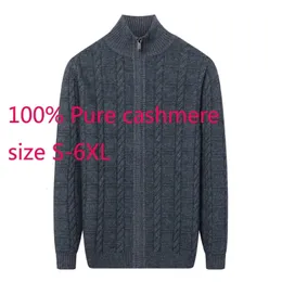 Herrtröjor Ankomsten förtjockad 100%Pure Cashmere Cardigan Män överdimensionerade vinterskurtlenhals Casual Computer Sticked tröja plus Size S-6XL 231030